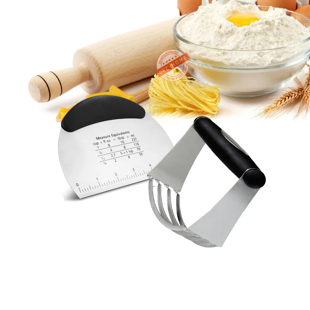  2 Pastry Tools set ,Stainless Steel Pastry Cutter ,Pastry Scraper & Chopper Professional Baking Dough Blender 