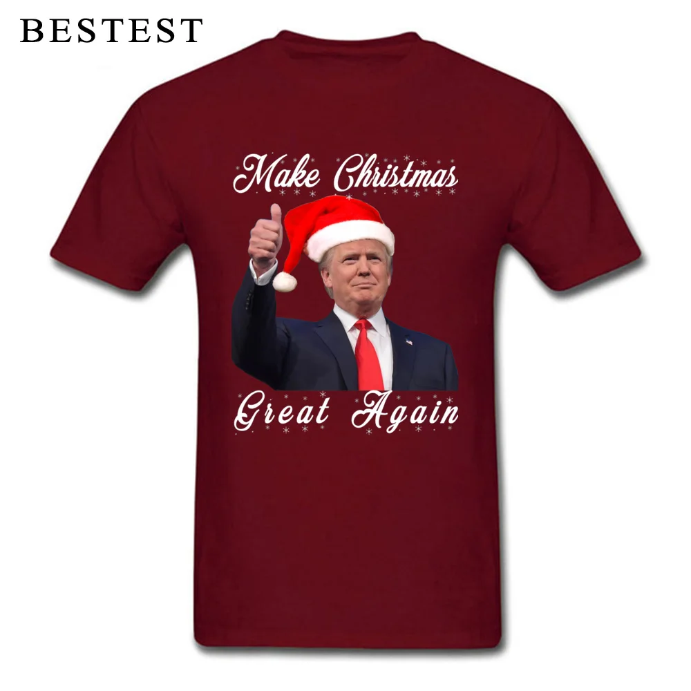 O Neck Fashionable 100% Cotton Fabric Mens T-Shirt Printed On Short Sleeve Tops T Shirt New Coming Family Tshirts Make ChristmasGreat Again Donald Trump Shirts 2151 maroon