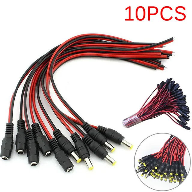 10PCS male Plug 12V DC Power Cable Jack for CCTV Security