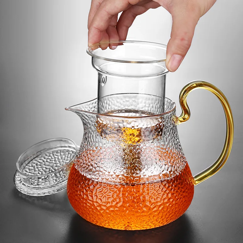 Термостойкий молоток стеклянный заваривание чая чайник высокотемпературный фильтр чайник с цветами бытовой 700 мл
