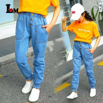 

Baby Kids Girls Pants Cotton Autumn Warm Leisure Trousers Denim Pants Children Clothes Girl Jeans 4 5 6 7 8 9 10 11 12 13 Yrs