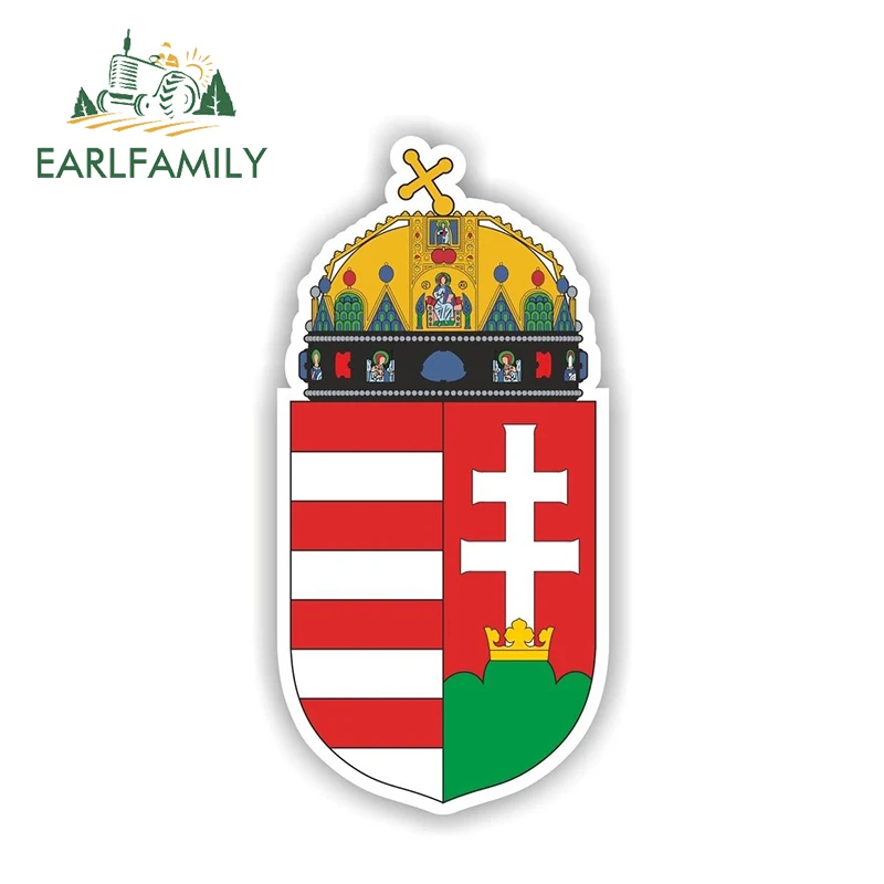 

EARLFAMILY 13cm x 6.8cm HUNGARY Coat of Arms Sticker Car Bumper Decal Aufkleber Flag Pegatina CAR WALL Vinyl Decal Car Stickers