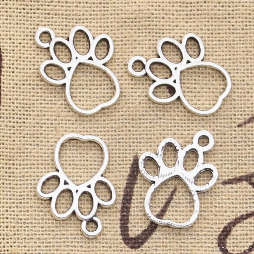 

15pcs Charms hollow lovely dog claw bear paw 18x15mm Antique Making pendant fit,Vintage Tibetan Silver,DIY bracelet necklace