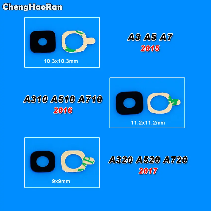 

ChengHaoRan 2pcs Rear Camera Glass Lens with Sticker For Samsung Galaxy A3 A5 A7 (2015 2015 2017) A310 A510 A710 A320 A520 A720