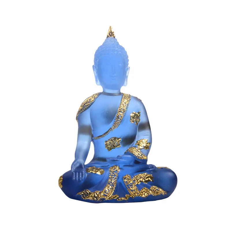 

Transparent Sitting Buddha Statue Zen Gesture Thai Buddha Resin Figurine Sculpture Home Office Feng Shui Decoration Ornament