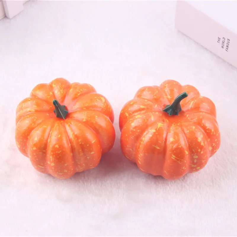 2pcs Halloween Decoration Pumpkins Fake Realistic Fall Mini Artificial