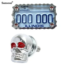 Motorcycle Tag Fastener Black Skull License Plate Bolt Screw For Honda Yamaha Suzuki Kawasaki font b