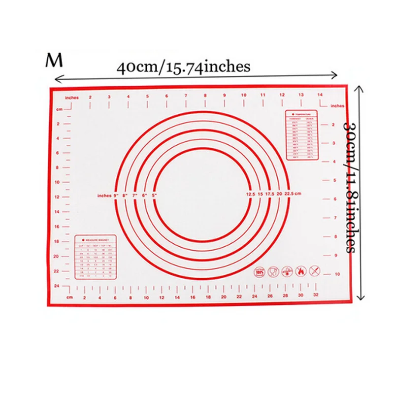 Антипригарный силиконовый коврик для выпечки формы для выпечки для пиццы коврик для выпечки вкладыши для торта рулонное печенье лист кухонный Держатель Инструмент гаджет - Цвет: M