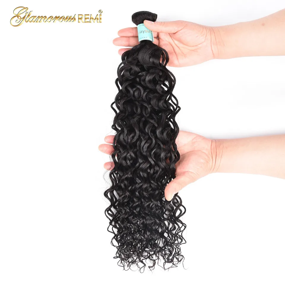 Glamorousremi Malaysian Curly Wave Bundles 100% Human Hair weave Remy Hair Extension 1/3/4 PCS 8-26 inch 1b Can Be Dyed