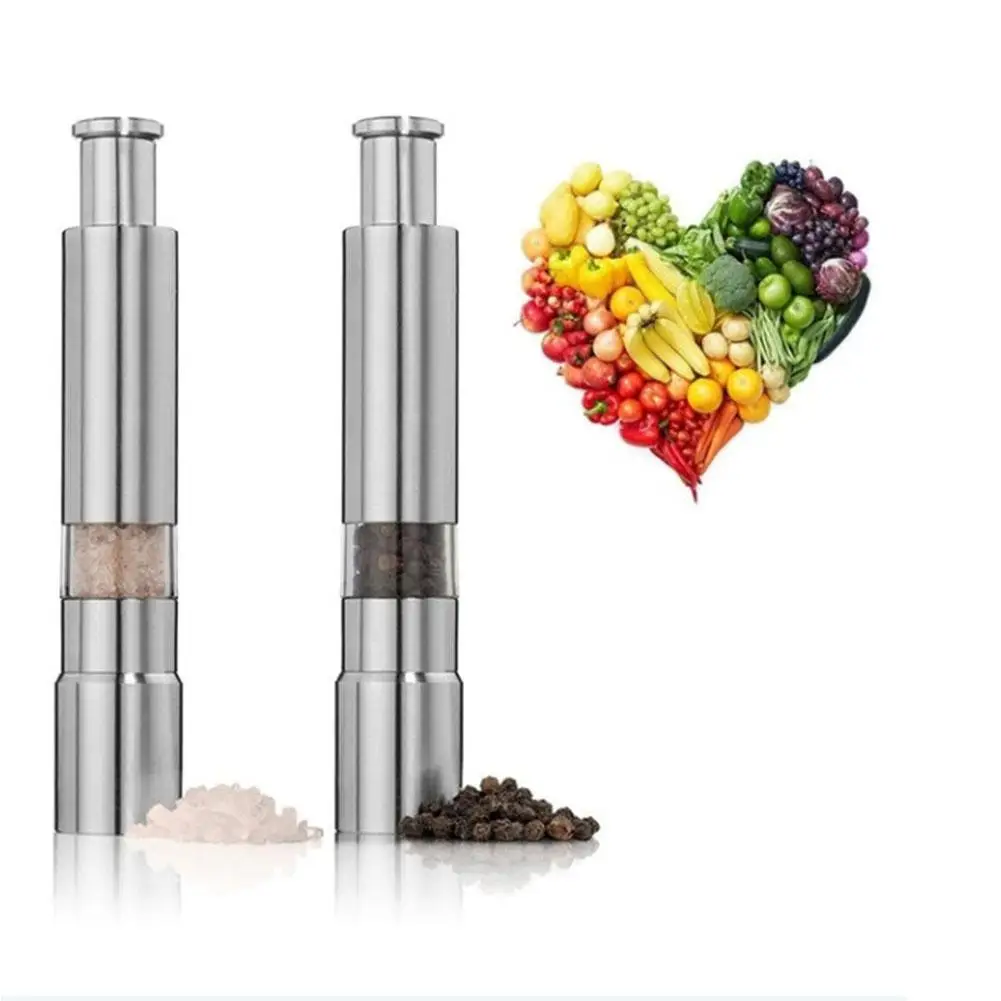 

Stainless Steel Grinder Mill Thumb Push Salt Pepper Spice Grinder Mill for Kitchen BBQ Tool