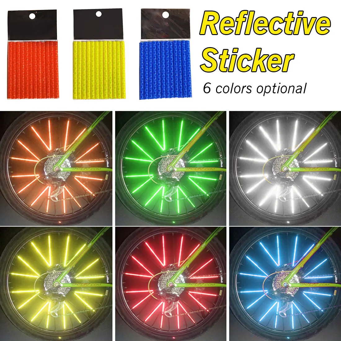 

12Pcs Hot New MTB Bicycle Mountain Bike Riding Wheel Rim Spoke Mount Clip Tube Warning Light Strip Reflector Reflective 75mm