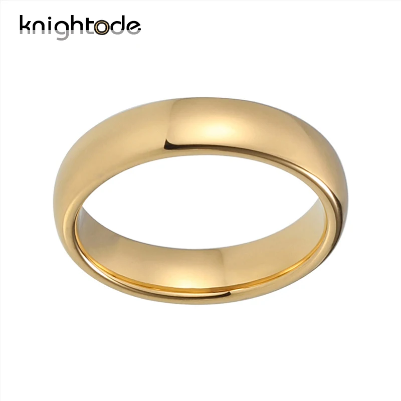 Knightode Tungsten Rings 4MM/6MM Wide Gold-Color Wedding Rings For Women And Men Jewelry