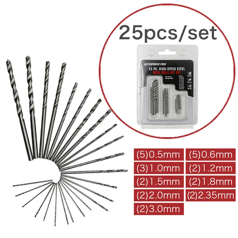 

25pcs Twist Drill Bit Set Power Tool Kit High Quality Drill Bit HSS Titanium Coated Tool Set Woodworking Wood Drilling Drill Set