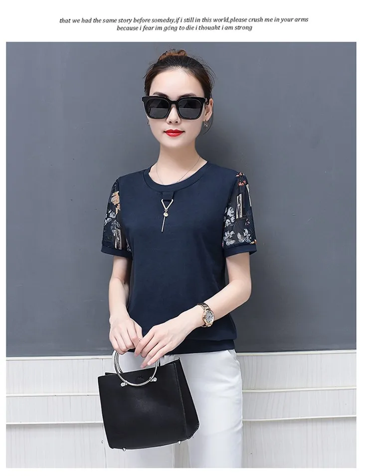 2018 New Summer Women Blouse Print Patchwork Short Sleeve Womens Tops And Blouses Casual Shirt Plus Size Tops Blusas Feminine (6)