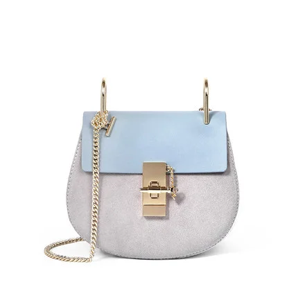 T0001 Женская мини-седельная сумка, модная женская маленькая сумка-мессенджер для девочек, сумка через плечо на цепочке, сумка из воловьей кожи с клапаном, женская сумка - Цвет: small light blue