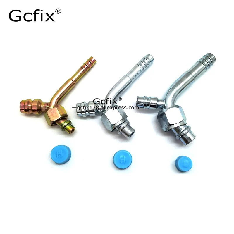 

#6 #8 #10 Barb Fitting Stainless Steel 90 Degree O-Ring 5/8"-18 3/4"-16 7/8"-14 Nut with Service Port Auto AC Iron fitting