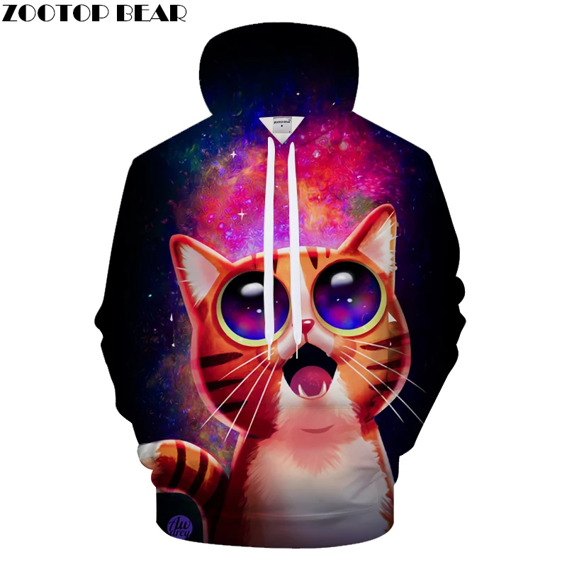 Кот 3D толстовки Для мужчин с капюшоном смешной костюм BrandSweatshirt, аниме Пальто Пуловер Высокое качество челнока ZOOTOPBEAR