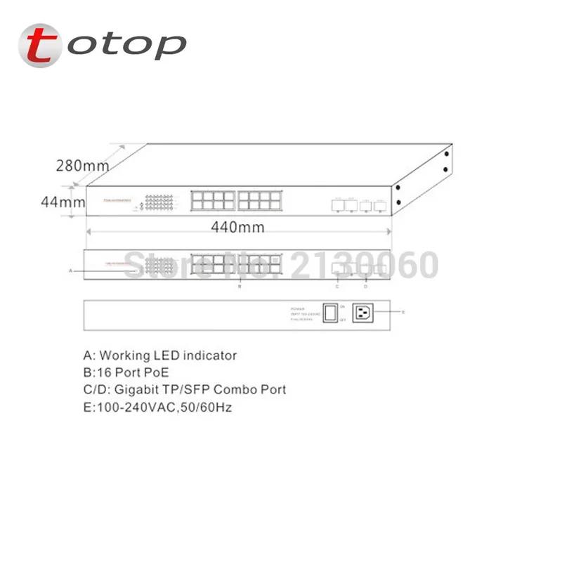 Коммутатор POE 16 портов sfp 100 м + 2 * RJ45 SFP комбинированные порты uplink IEEE 802.3af/at передача