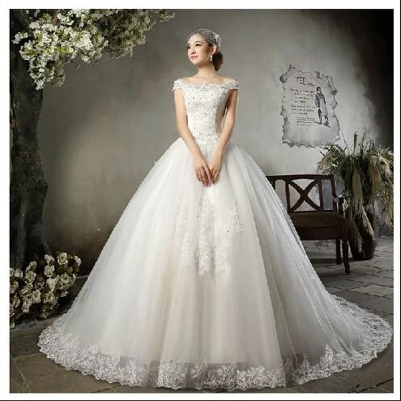 

Brand New Elegant Wedding Dresses White/Ivory Off the Shoulder Ball Gown Romantic Princess Formal Dress Bridal Gown