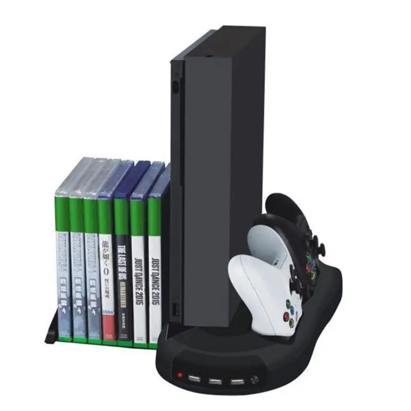 Multifunctional Disk Storage Tower with 2 Controller Charging Dock and