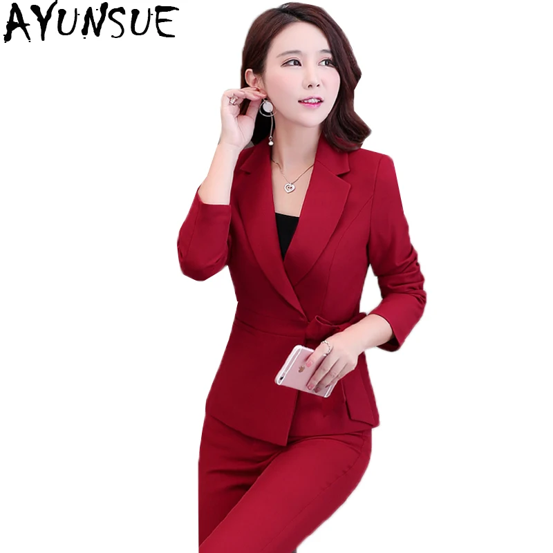 AYUNSUE 2021 новые модные женские блейзеры для офиса черные офисные деловые костюмы из