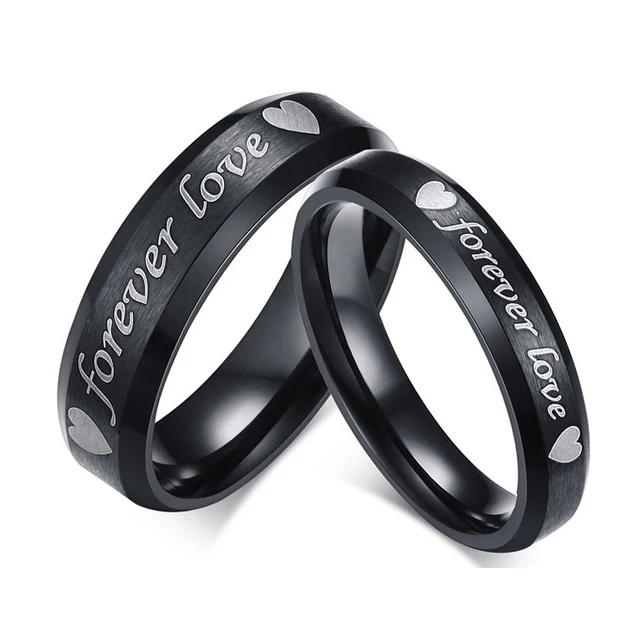 His and Hers "Forever Love" Heart Stainless Steel Band Ring Valentine