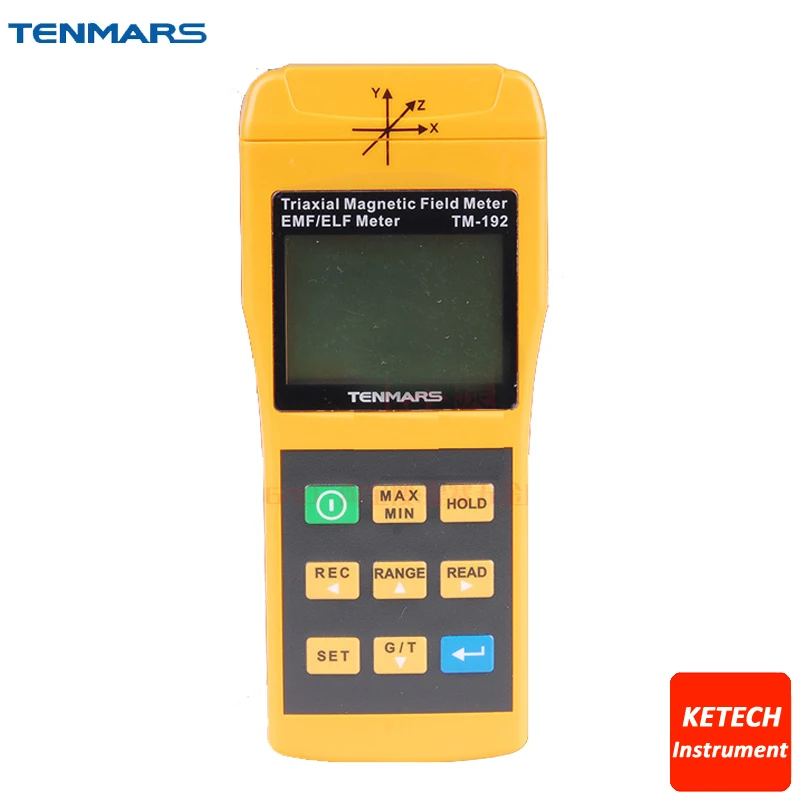 TENMARS TM192 автоматический выбор диапазона измерения и автоматическое Мощность 3-х осевой прибор для измерения магнитное поле 30 Гц-2000 Гц