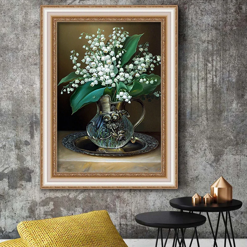 DONGLANG Full Square Diamond Painting Flower and vase Home Decor Full Rhinestone Mosaic 5D Diy Diamond Embroidery