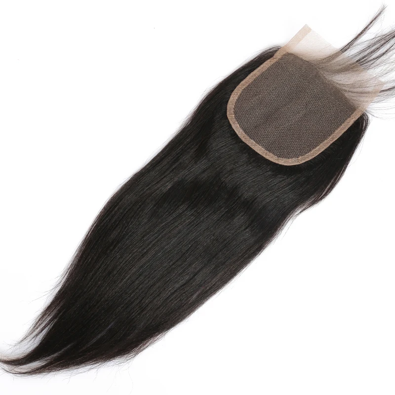 Yaki Straight Hair Lace Closure With Baby Hair Around Pre Plucked Light Yaki Human Hair 4x4 Closure Dolago Brazilian Remy Hair