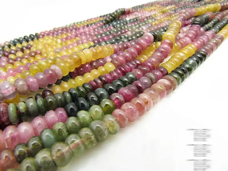 

Natural tourmaline crystal beaded disc beads DIY loose beads wholesale semi-