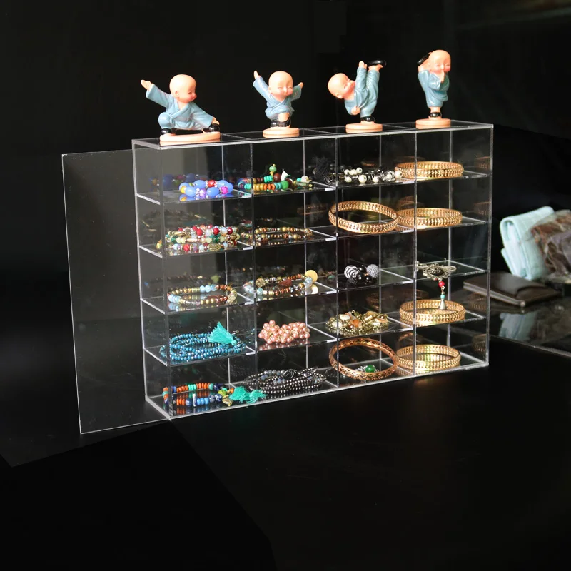 

Clear Acrylic 20 Slots Jewelry Storage Box With Cover Oversize Toys Jewelry Decoration Display Stand Case Home Organizer Holder