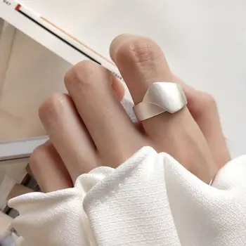 

Silvology Sterling 925 Silver Irregular Rings Matte Fashion Texture Elegant Korea Wide Rings For Women Friendship Jewelry Charm