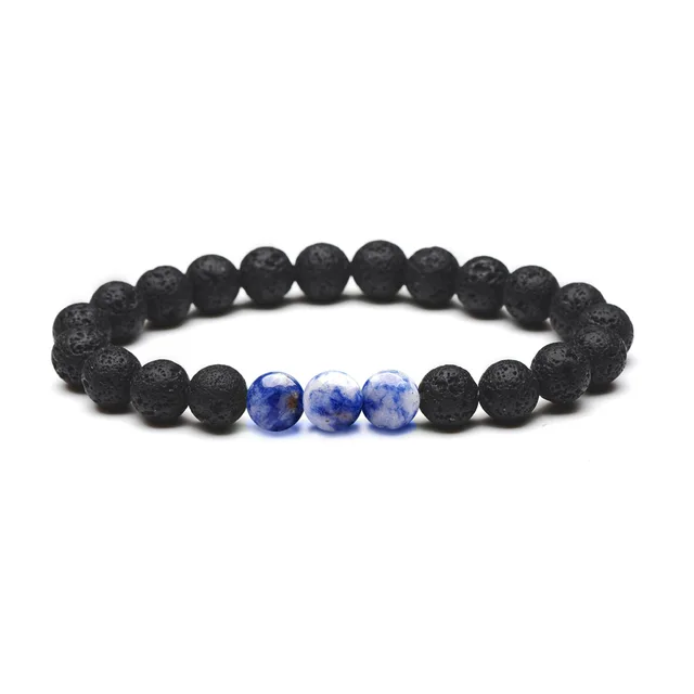 Bracelet Sodalite Et Pierre De Lave