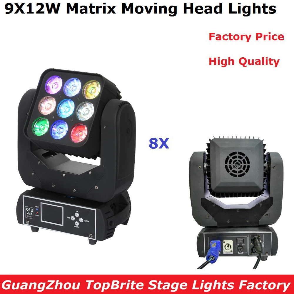 

8XLot High Power 115W LED Mini Moving Head Matrix Lights High Quality 9X12W LED Matrix Moving Head Beam Light For Stage Dj