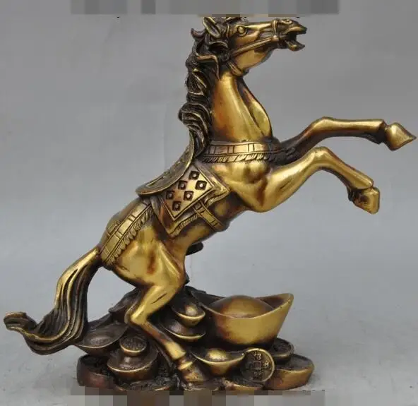 

S2429 8"Chinese bronze Wealth Yuanbao money Zodiac Horse Success Run Animal Statue discount 30% (C0324)