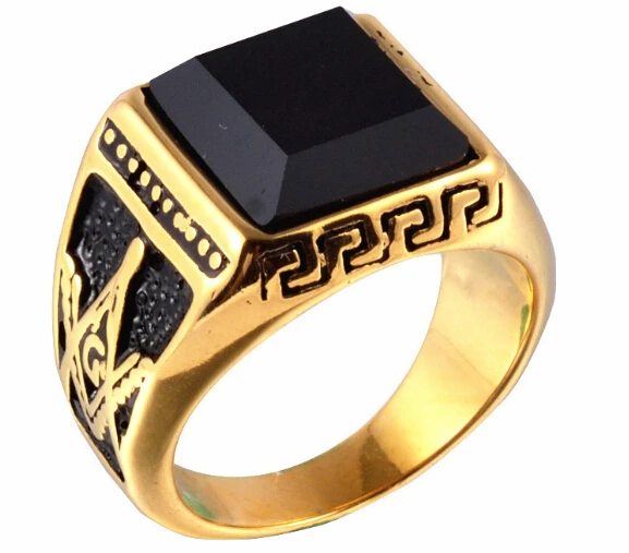 316l Stainless steel men's fraternal masonic ring freemasonry free