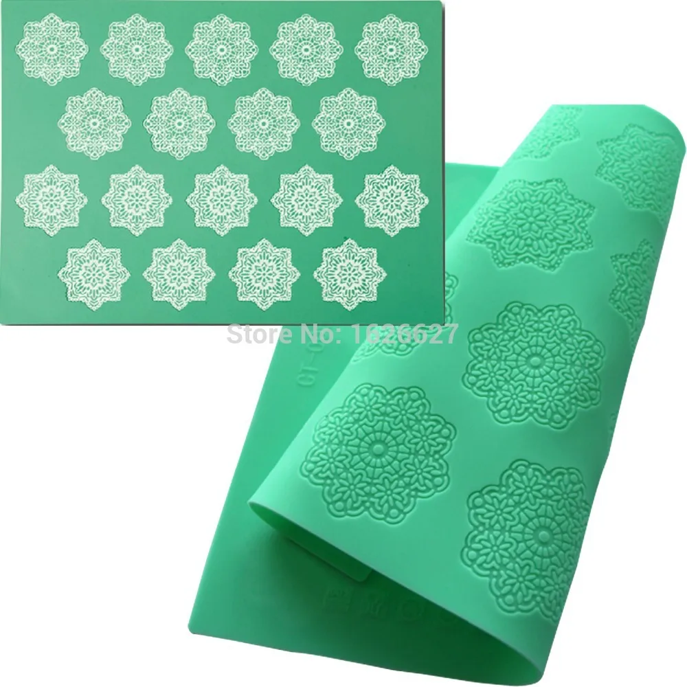 

Hot Sale 1PC Snowflake Pattern Silicone Mat Fondant Cake Decorating Styling Tools Kitchen Silicone Lace Mold Color Green