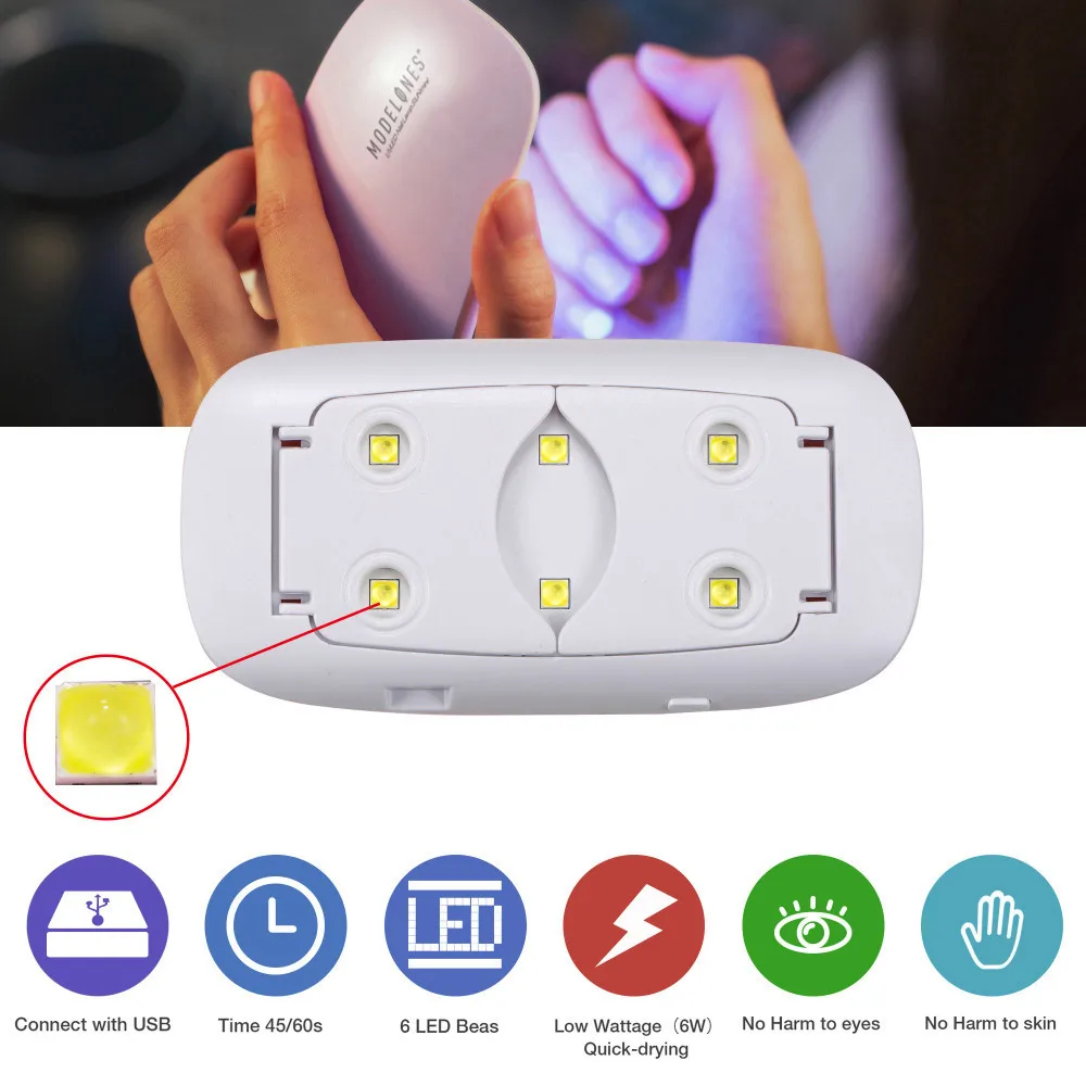 Modelones SUNmini 6 Вт УФ светодиодная лампа для сушки ногтей Портативный USB кабель для основного подарка для домашнего использования Гель-лак для ногтей сушилка мини-лампа с USB