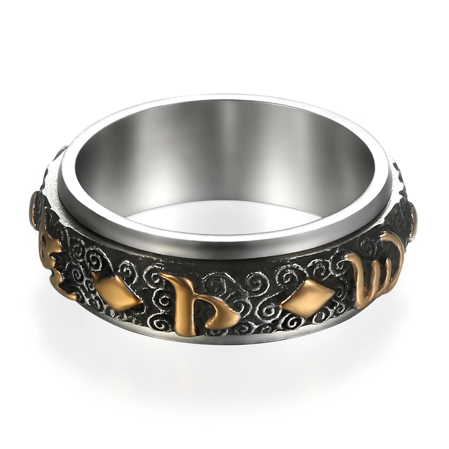 

BONISKISS Men's Ring Stainless Steel Rotatable Jewelry Male New Trendy & Vintage Ring Anillos Bague Punk Party Cool Gift For Man