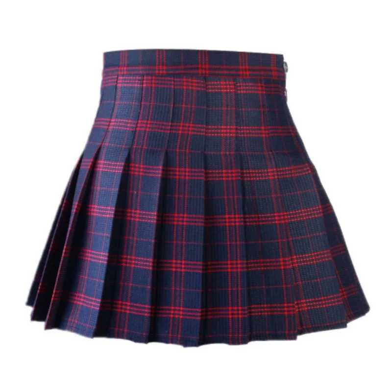 ROPALIA Women Skirts Summer Women Plaid Kawaii Skirt High Waist Black White Skirts Harajuku Mini Skirts - Цвет: Красный