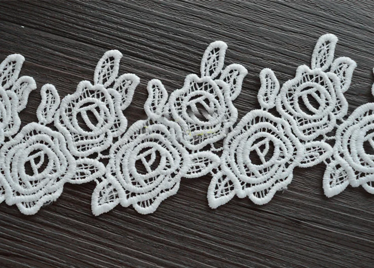 

5 yard 7.2cm 2.83" wide ivory fabric embroidered tapes lace trim ribbon clothing dress skirt fabric 1123815QL4K45