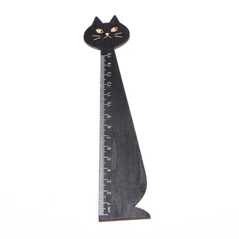 

2 Pcs/set 15cm Yellow Black Wood Ruler Lovely Cat Shape Straight Ruler For Kids Birthday Gifts