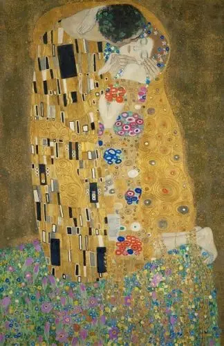 GUSTAV KLIMT THE KISS DER KUAY SILK плакат декоративной живописи | Дом и сад