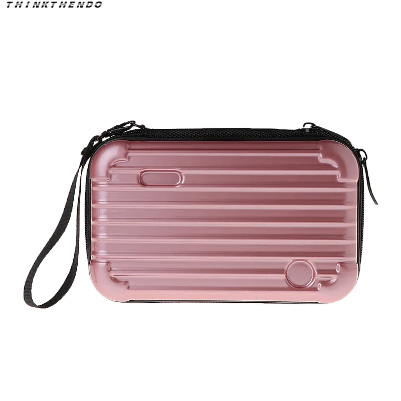 THINKTHENDO Fashion Women Mini Luggage Makeup Case Lady Girls Female Cosmetic Pouch Bag Toiletry Organizer Handbag New 10 Colors - Цвет: Rose gold