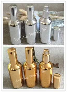 

50pcs Gold Silver 100ml Spray bottle Cosmetic packaging Empty Perfume Bottle,Glass bottles,perfume container Refillable Bottles