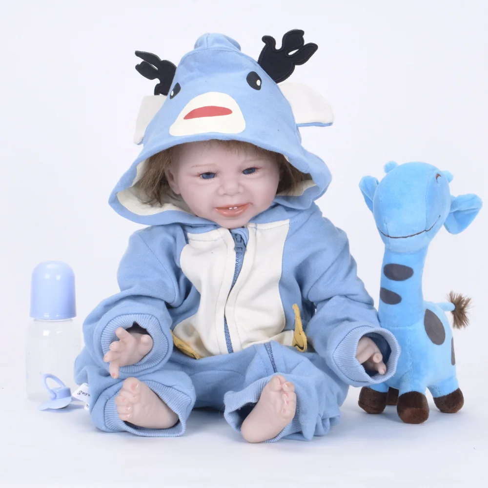 

55cm Lovely Reborn Doll Soft Silicone Realistic Newborn Baby with Cloth Body Toy for Kids Birthday Xmas Gift Bebe