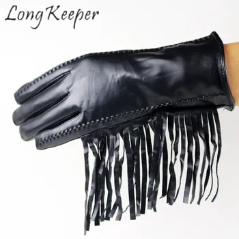 

Long Keeper Touch Screen Gloves Women Mittens Genuine PU Leather Coral Fleece Velvet Guantes Fashion Autumn Winter Warm Outdoor