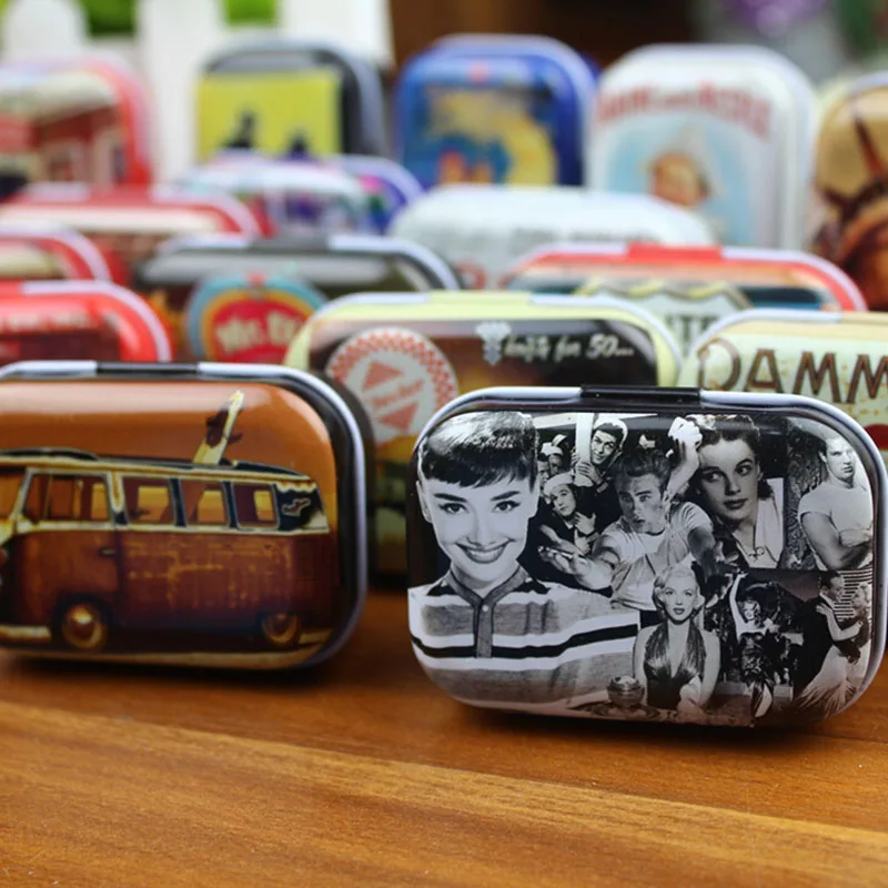 

Hot Sale Protable Mini Travel Tin Box Zakka Vintage Small Metal Tins Storage Box Organizer Pill Case