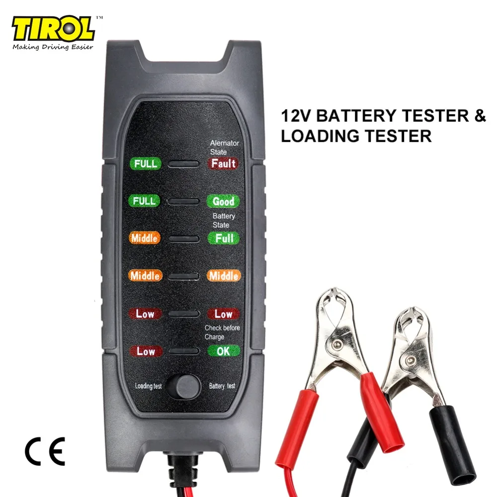 

T25574b 6 Led Display Battery Tester 12V Battery Loading Capacity Checking Multi-function Automatic Electronic Tester for Dynamo