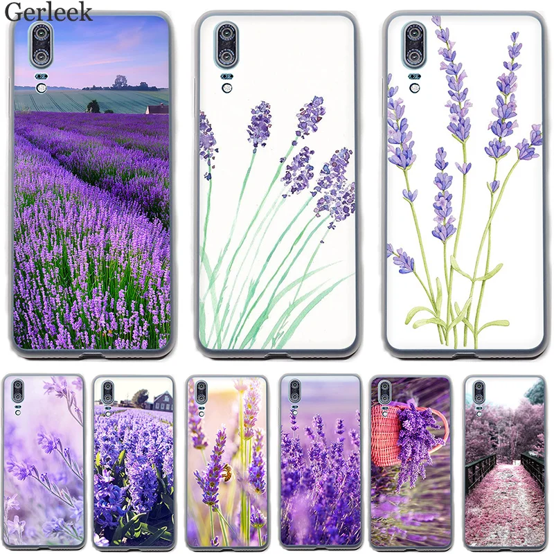 Мягкий чехол из ТПУ простой Лавандовый фиолетовый с цветами для Huawei P30 P8 P9 P10 P20 Lite